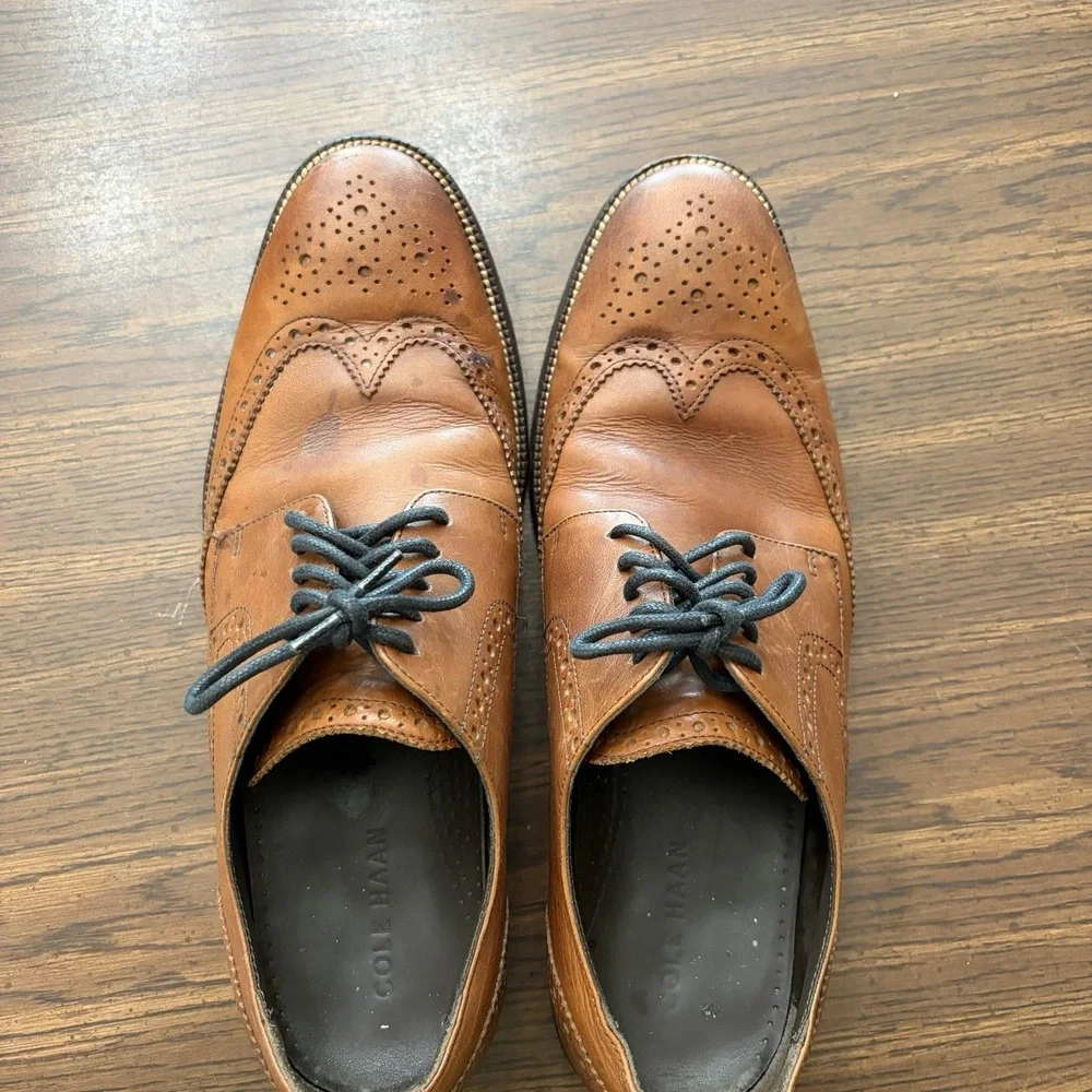 Cole Haan Men's Brown Leather Wingtips Size 10.5 Oxford Brogues